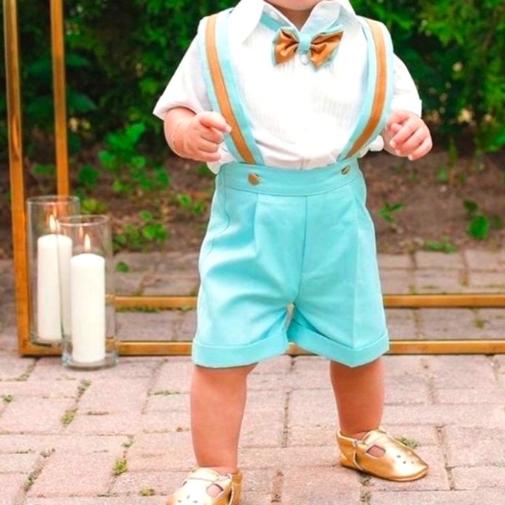 Christiano Shorts Set (Mint & Gold) - 1 year 